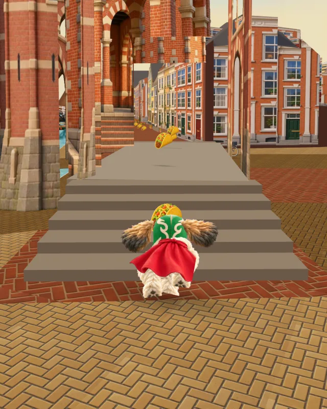 Luna gaat de trap op door de Waterpoort